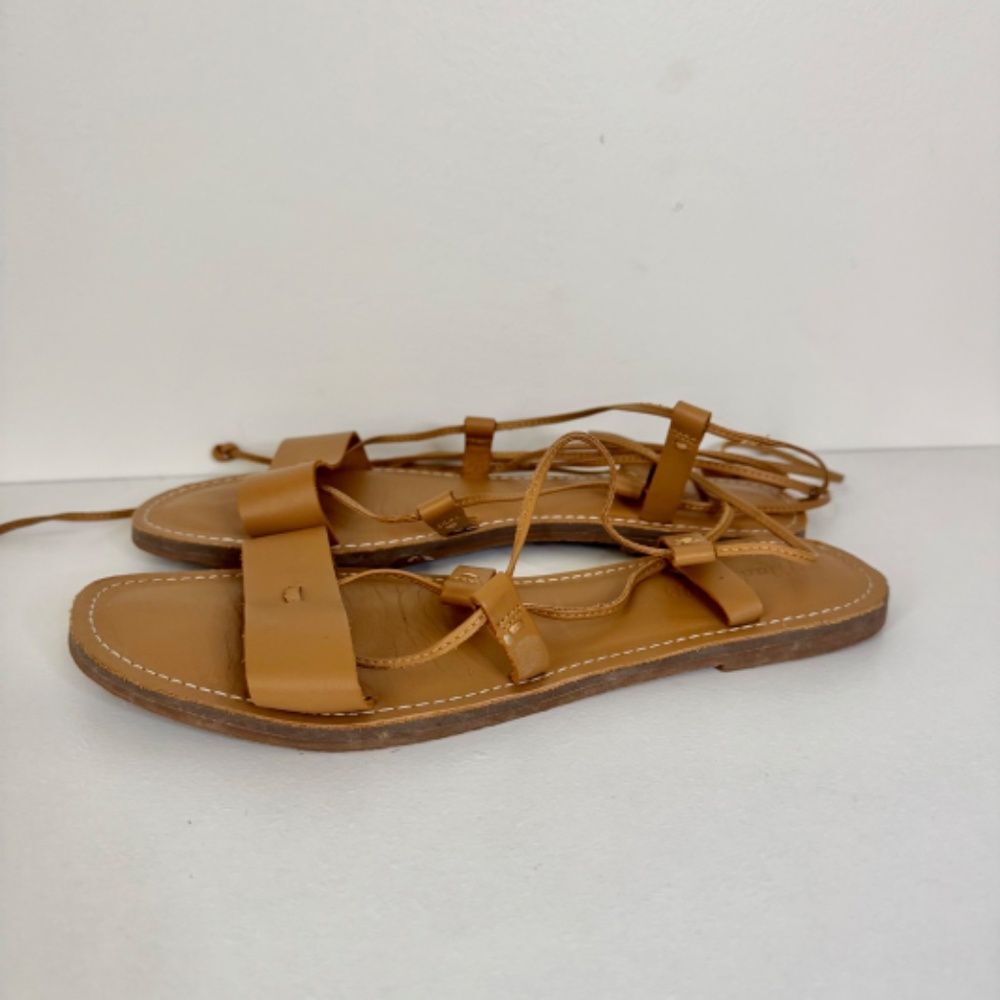 Madewell The Boardwalk Lace-Up Leather Sandal - Desert Camel (Tan) | Size 9 - Picture 6 of 9